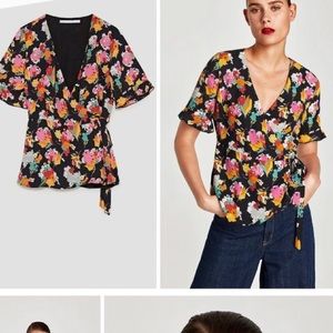 FLORAL print ZARA wrap top